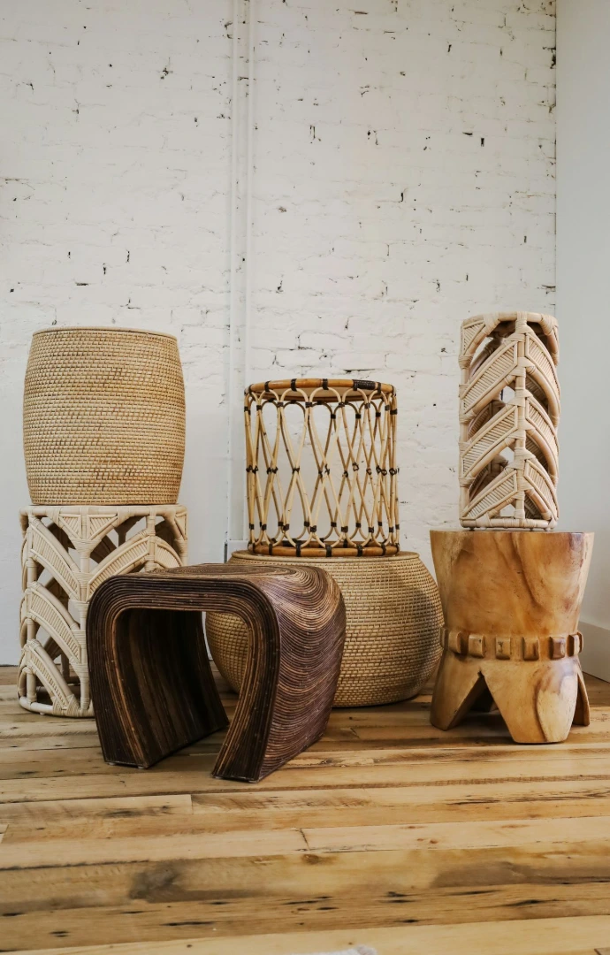 a group of woven baskets
